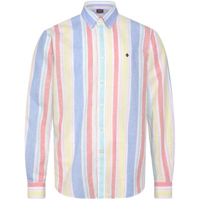 Morris Happy Linen Stripe Shirt-Classic Fit M YELLOW M Morris Happy Linen Stripe Shirt-Classic Fit M YELLOW M