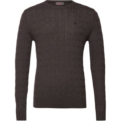 Morris Merino Cable Oneck L BROWN L Morris Merino Cable Oneck L BROWN L