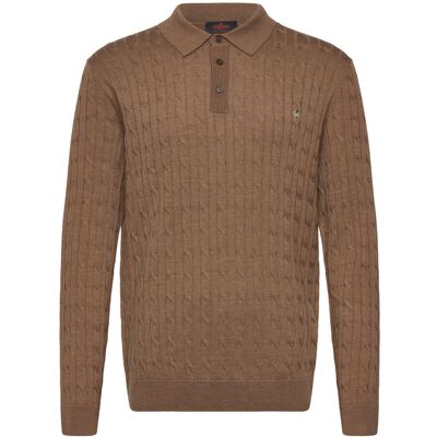Morris Merino Cable Polo Knit XXL CAMEL XXL Morris Merino Cable Polo Knit XXL CAMEL XXL