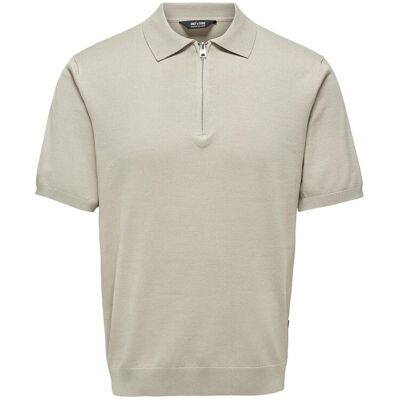 ONLY & SONS Onswyler Life Reg 14 Ss Zip Polo Knit M SILVER LINING M ONLY & SONS Onswyler Life Reg 14 Ss Zip Polo Knit M SILVER LINING M