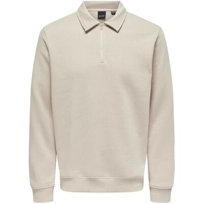 ONLY & SONS Onsceres 1/4 Zip Sweat Polo XXL SILVER LINING XXL ONLY & SONS Onsceres 1/4 Zip Sweat Polo XXL SILVER LINING XXL