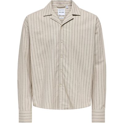 ONLY & SONS Onsemilo Casual Linen Ls Shirt 0256 L SILVER LINING L ONLY & SONS Onsemilo Casual Linen Ls Shirt 0256 L SILVER LINING L