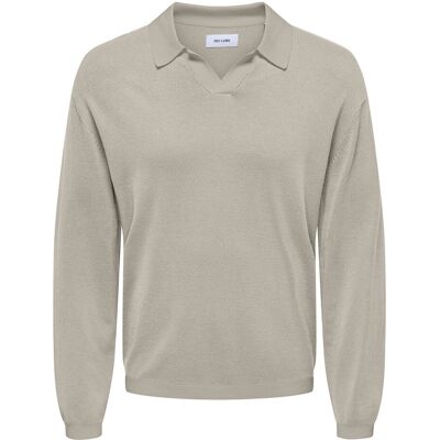 ONLY & SONS Onsadrian Reg 12 Ls Contrast Polo Knit M SILVER LINING M ONLY & SONS Onsadrian Reg 12 Ls Contrast Polo Knit M SILVER LINING M