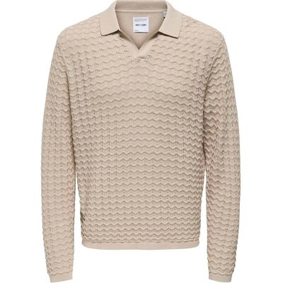 ONLY & SONS Onsantonio Ls 12 Resort Crochet Polo L SILVER LINING L ONLY & SONS Onsantonio Ls 12 Resort Crochet Polo L SILVER LINING L