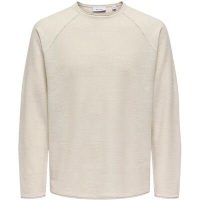 ONLY & SONS Onsapollo Reg Ls Struc Crew Knit XXL SILVER LINING XXL ONLY & SONS Onsapollo Reg Ls Struc Crew Knit XXL SILVER LINING XXL