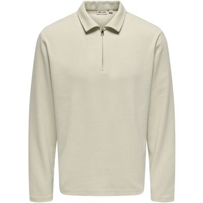 ONLY & SONS Onsnewkodyl Reg Half Zip Polo Sweat Vd S SILVER LINING S ONLY & SONS Onsnewkodyl Reg Half Zip Polo Sweat Vd S SILVER LINING S
