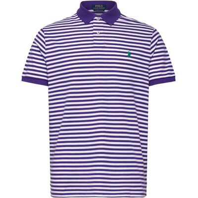 Polo Ralph Lauren Custom Slim Fit Striped Mesh Polo Shirt M CABANA PURPLE/WHI M Polo Ralph Lauren Custom Slim Fit Striped Mesh Polo Shirt M CABANA PURPLE/WHI M