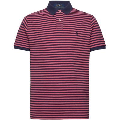 Polo Ralph Lauren Custom Slim Fit Striped Mesh Polo Shirt M SALMON HEATHER/NE M Polo Ralph Lauren Custom Slim Fit Striped Mesh Polo Shirt M SALMON HEATHER/NE M