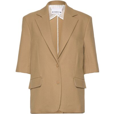 REMAIN Birger Christensen Weave Short Sleeve Blazer 36 INCENSE BEIGE 36 REMAIN Birger Christensen Weave Short Sleeve Blazer 36 INCENSE BEIGE 36