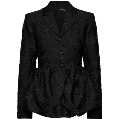 ROTATE Jacquard Draped Blazer 36 BLACK 36 ROTATE Jacquard Draped Blazer 36 BLACK 36