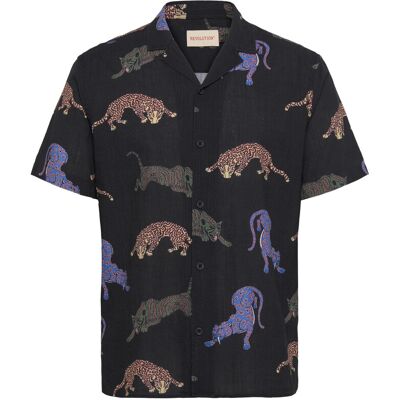 Revolution Short-Sleeved Cuban Shirt M BLACK M Revolution Short-Sleeved Cuban Shirt M BLACK M