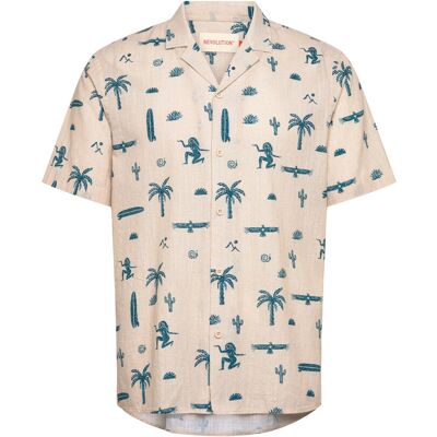 Revolution Short-Sleeved Cuban Shirt S OFFWHITE S Revolution Short-Sleeved Cuban Shirt S OFFWHITE S