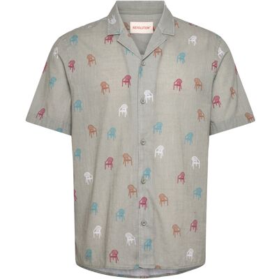 Revolution Short-Sleeved Cuban Shirt S LIGHTGREEN S Revolution Short-Sleeved Cuban Shirt S LIGHTGREEN S