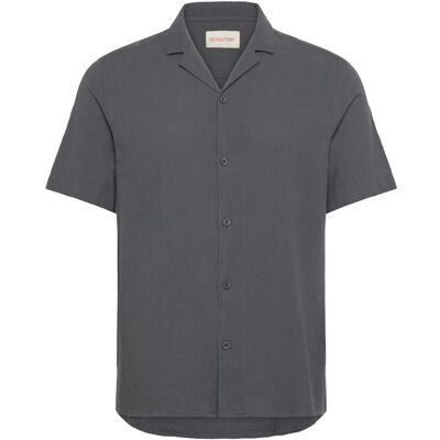 Revolution Short-Sleeved Cuban Shirt M DARKGREY M Revolution Short-Sleeved Cuban Shirt M DARKGREY M
