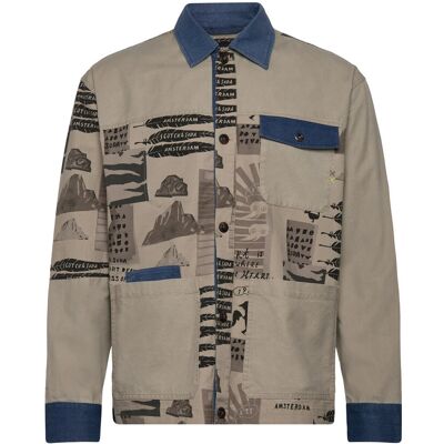 Scotch & Soda Printed & Washed Colour Block Worker Jacket M ART DEPT COLLAGE WHITE COLOURBLOCK M Scotch & Soda Printed & Washed Colour Block Worker Jacket M ART DEPT COLLAGE WHITE COLOURBLOCK M