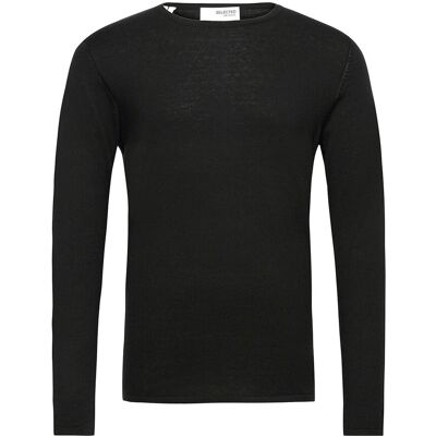 Selected Slhrome Ls Knit Crew Neck S BLACK S Selected Slhrome Ls Knit Crew Neck S BLACK S