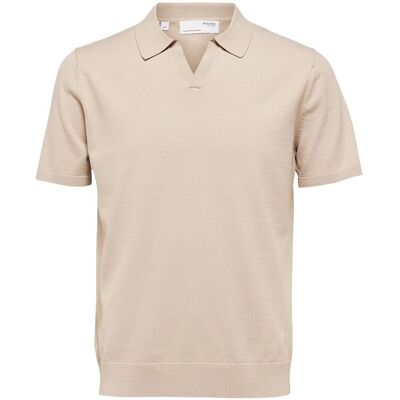 Selected Slhteller Ss Knit Polo Noos S OATMEAL S Selected Slhteller Ss Knit Polo Noos S OATMEAL S