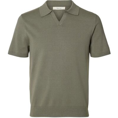 Selected Slhteller Ss Knit Polo Noos M VETIVER M Selected Slhteller Ss Knit Polo Noos M VETIVER M