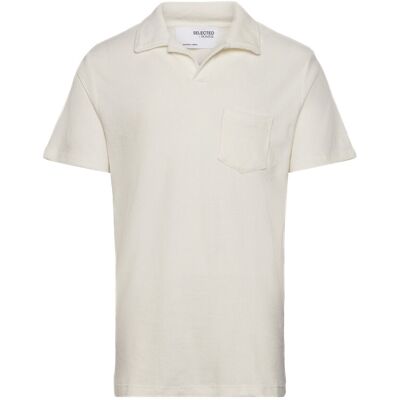 Selected Slhrelax-Terry Ss Resort Polo Ex S EGRET S Selected Slhrelax-Terry Ss Resort Polo Ex S EGRET S