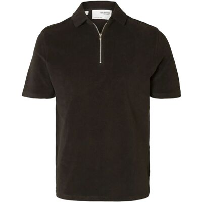 Selected Slhrelax-Terry Ss Zip Polo Ex M BLACK M Selected Slhrelax-Terry Ss Zip Polo Ex M BLACK M