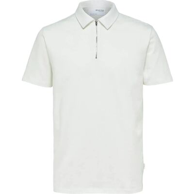 Selected Slhrelax-Terry Ss Zip Polo Ex S EGRET S Selected Slhrelax-Terry Ss Zip Polo Ex S EGRET S