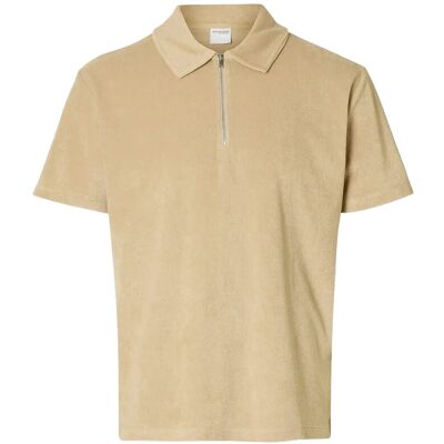 Selected Slhrelax-Terry Ss Zip Polo Ex M PURE CASHMERE M Selected Slhrelax-Terry Ss Zip Polo Ex M PURE CASHMERE M