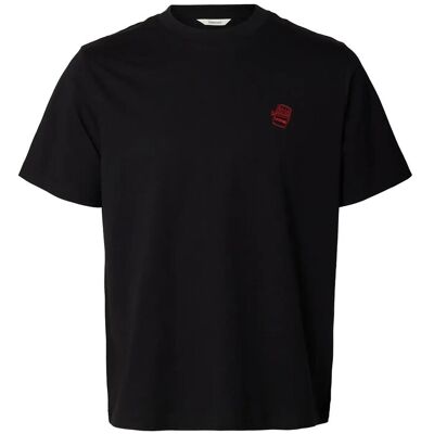 Selected Slhreg-Ripley Ss Emb Tee Ex M BLACK M Selected Slhreg-Ripley Ss Emb Tee Ex M BLACK M