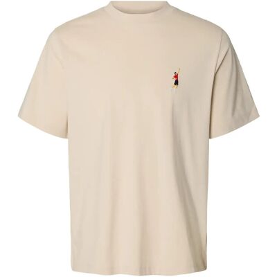 Selected Slhreg-Ripley Ss Emb Tee Ex S OATMEAL S Selected Slhreg-Ripley Ss Emb Tee Ex S OATMEAL S