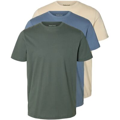 Selected Slmcormac Ss O-Neck Tee 3-Pack Noos S BALSAM GREEN S Selected Slmcormac Ss O-Neck Tee 3-Pack Noos S BALSAM GREEN S