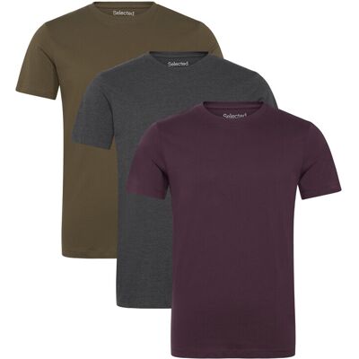Selected Slmcormac Ss O-Neck Tee 3-Pack Noos M DARK GREY MELANGE M Selected Slmcormac Ss O-Neck Tee 3-Pack Noos M DARK GREY MELANGE M
