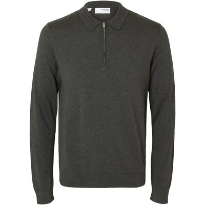 Selected Slhberg Ls Half Zip Polo Noos S ANTRACIT S Selected Slhberg Ls Half Zip Polo Noos S ANTRACIT S