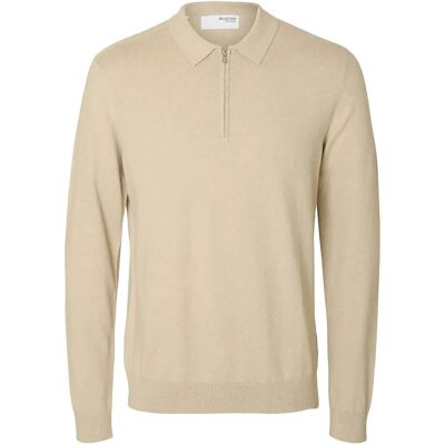 Selected Slhberg Ls Half Zip Polo Noos S OATMEAL S Selected Slhberg Ls Half Zip Polo Noos S OATMEAL S