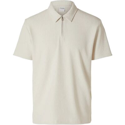 Selected Slhrelax-Plisse Half Zip Ss Polo Ex M EGRET M Selected Slhrelax-Plisse Half Zip Ss Polo Ex M EGRET M