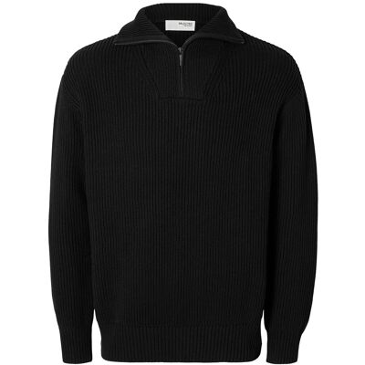 Selected Slhdry Ls Knit Relaxed Half Zip S BLACK S Selected Slhdry Ls Knit Relaxed Half Zip S BLACK S
