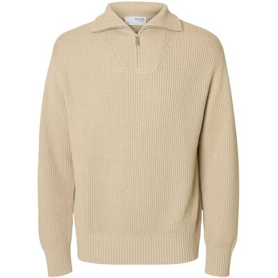 Selected Slhdry Ls Knit Relaxed Half Zip S OATMEAL S Selected Slhdry Ls Knit Relaxed Half Zip S OATMEAL S