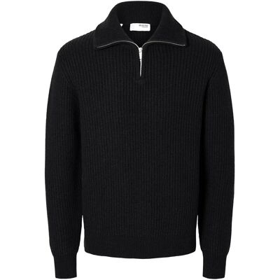 Selected Slmland Ls Knit Half Zip XXL BLACK XXL Selected Slmland Ls Knit Half Zip XXL BLACK XXL