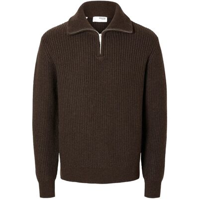 Selected Slmland Ls Knit Half Zip M CHOCOLATE TORTE M Selected Slmland Ls Knit Half Zip M CHOCOLATE TORTE M