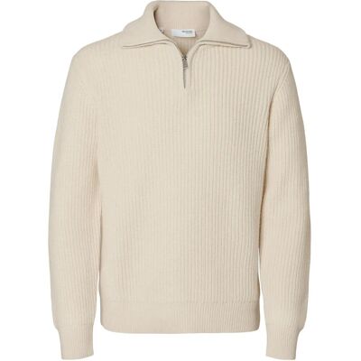 Selected Slmland Ls Knit Half Zip L TOFU L Selected Slmland Ls Knit Half Zip L TOFU L