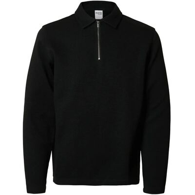 Selected Slhmarc Rib Ls Polo L BLACK L Selected Slhmarc Rib Ls Polo L BLACK L