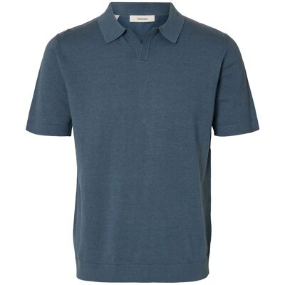 Selected Slhmattis Ss Linen Blend Open Polo Noos S BLUE MIRAGE S Selected Slhmattis Ss Linen Blend Open Polo Noos S BLUE MIRAGE S