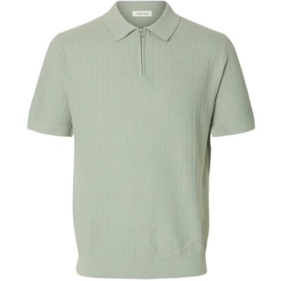 Selected Slmcran Ss Knit Structure Zip Polo Noos M AQUA GRAY M Selected Slmcran Ss Knit Structure Zip Polo Noos M AQUA GRAY M