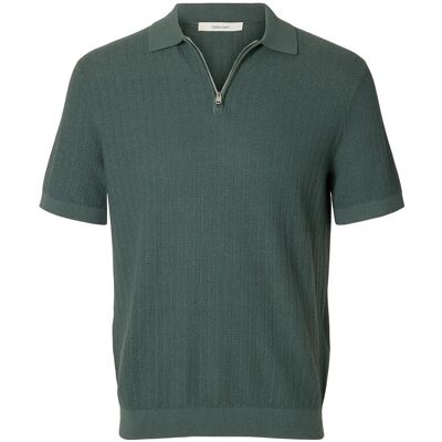 Selected Slmcran Ss Knit Structure Zip Polo Noos M BALSAM GREEN M Selected Slmcran Ss Knit Structure Zip Polo Noos M BALSAM GREEN M