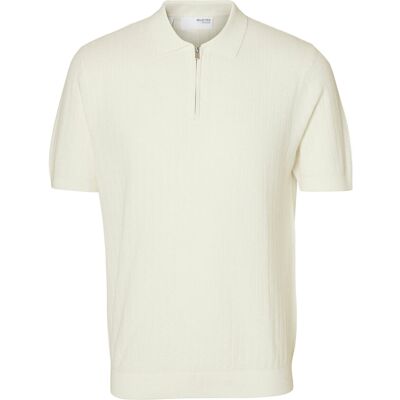 Selected Slmcran Ss Knit Structure Zip Polo Noos S EGRET S Selected Slmcran Ss Knit Structure Zip Polo Noos S EGRET S
