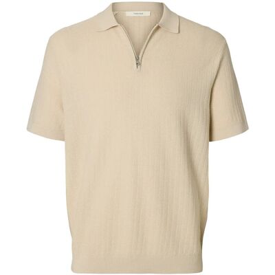 Selected Slmcran Ss Knit Structure Zip Polo Noos M OATMEAL M Selected Slmcran Ss Knit Structure Zip Polo Noos M OATMEAL M