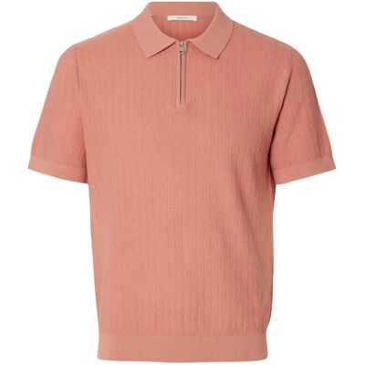 Selected Slmcran Ss Knit Structure Zip Polo Noos M ROSE DAWN M Selected Slmcran Ss Knit Structure Zip Polo Noos M ROSE DAWN M