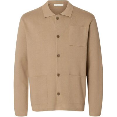 Selected Slmmike Light Polo Cardigan Noos M SAVANNAH TAN M Selected Slmmike Light Polo Cardigan Noos M SAVANNAH TAN M