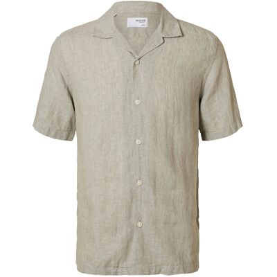 Selected Slhrlxkylian Linen Ss Shirt Resort M VETIVER M Selected Slhrlxkylian Linen Ss Shirt Resort M VETIVER M