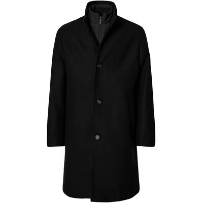 Selected Slmrainar Wool Blend Coat Noos XXL BLACK XXL Selected Slmrainar Wool Blend Coat Noos XXL BLACK XXL