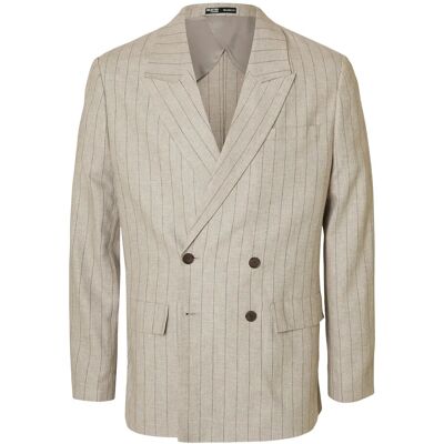 Selected Slhrelaxed-Malik Sun Pinstriped Db Blz 48 OATMEAL 48 Selected Slhrelaxed-Malik Sun Pinstriped Db Blz 48 OATMEAL 48