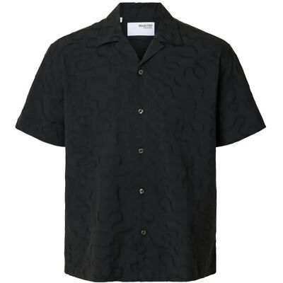 Selected Slhrlxeli Emb Ss Shirt S BLACK S Selected Slhrlxeli Emb Ss Shirt S BLACK S